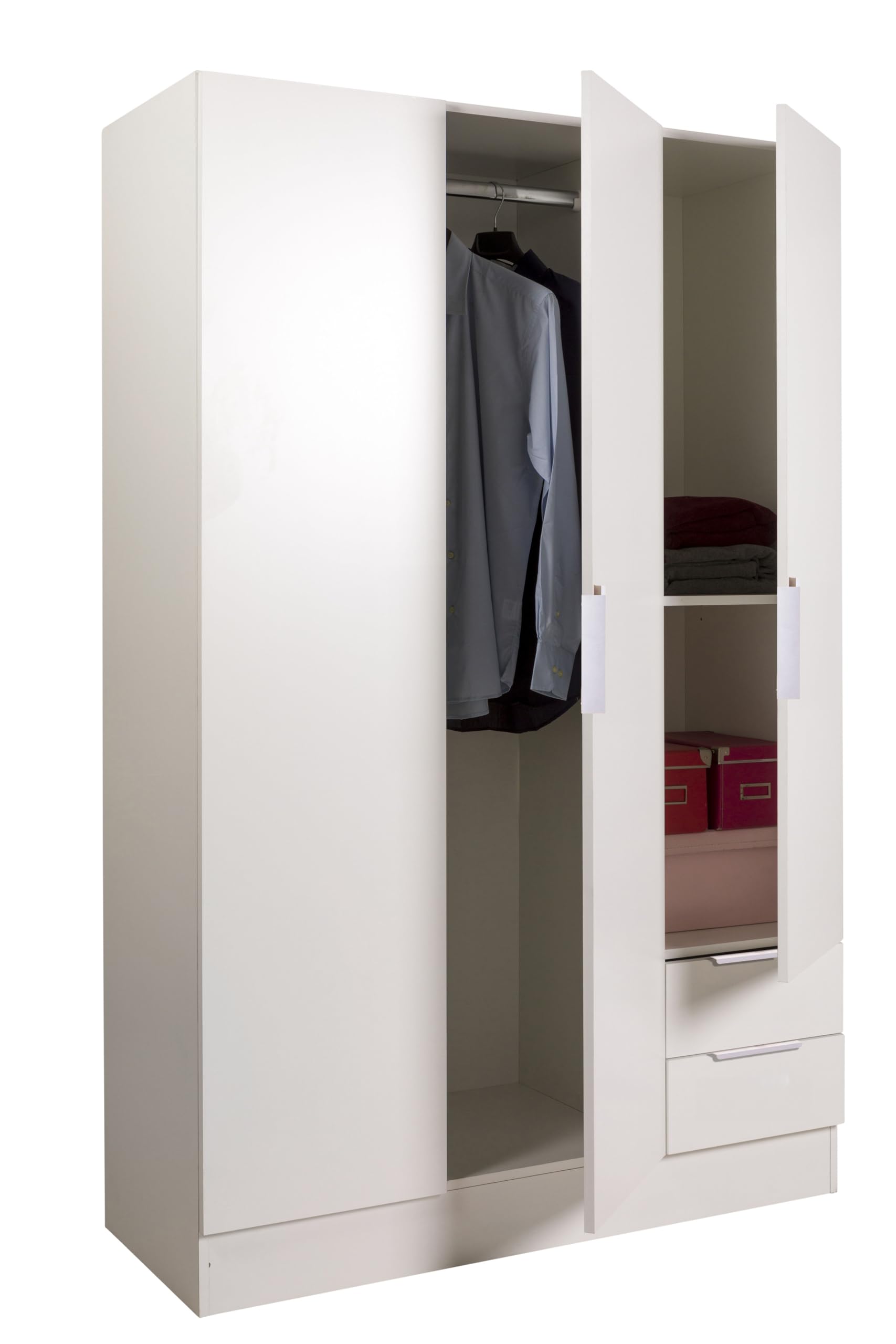 Composad Espresso Armadio 3 Ante 2 Cassetti Bianco 119x184 cm K04