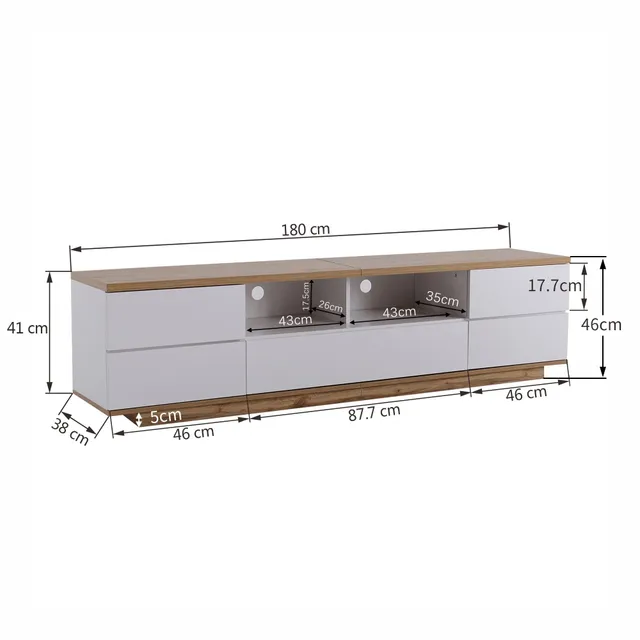 Dolamaní mobile TV bianco 180 cm 5 ante legno