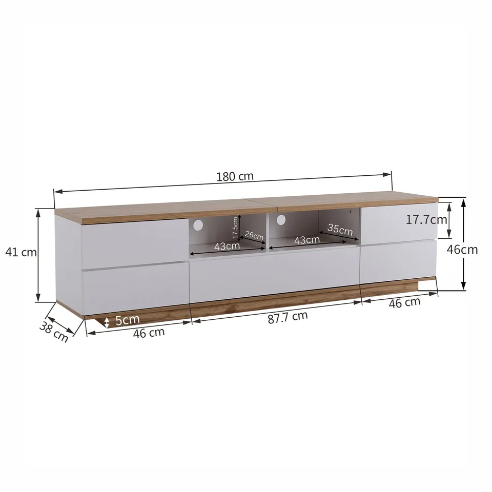 Dolamaní mobile TV bianco 180 cm 5 ante legno