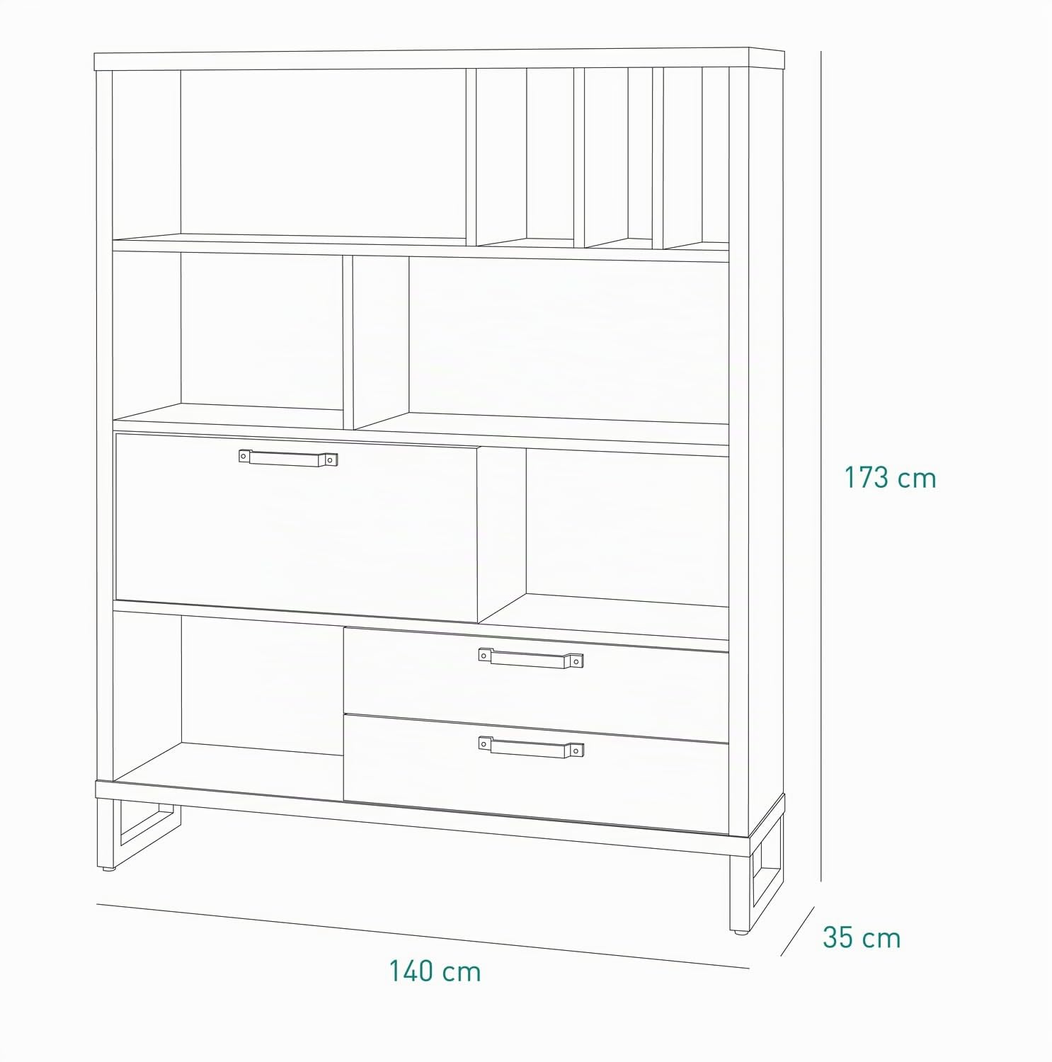 Composad LaFabrica Libreria 8 Vani Rovere Grigio