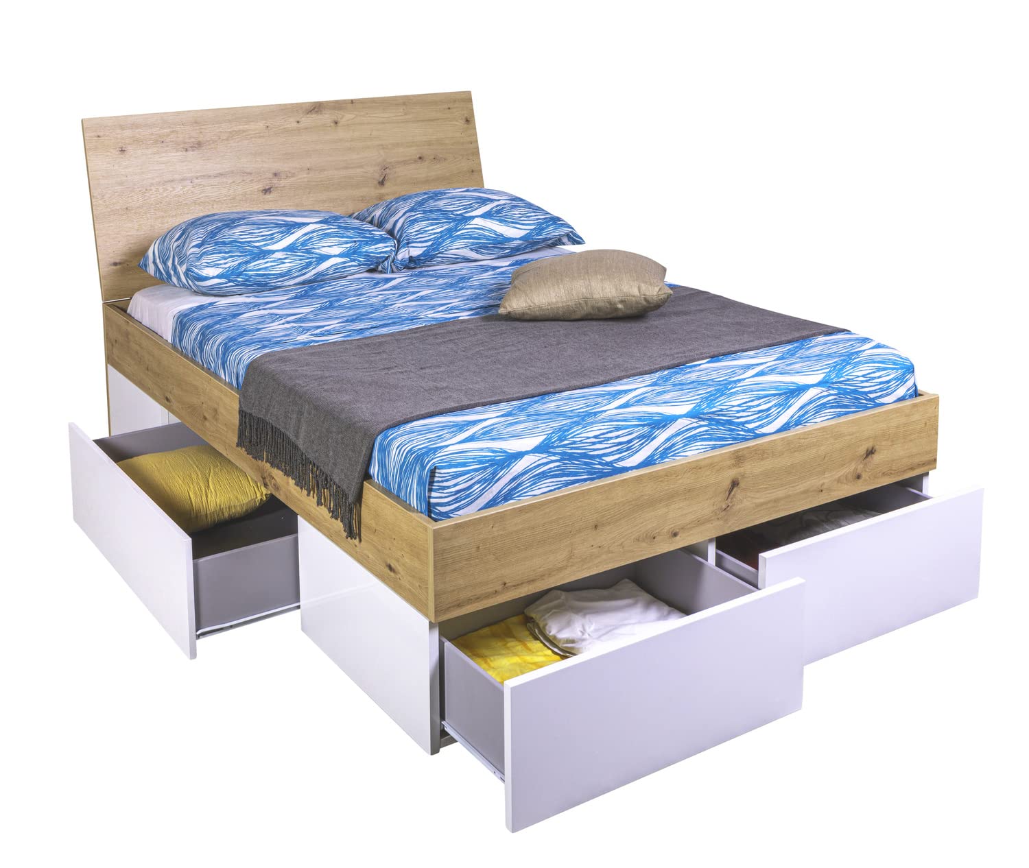 Composad Globo letto queen size con 4 cassetti rovere bianco