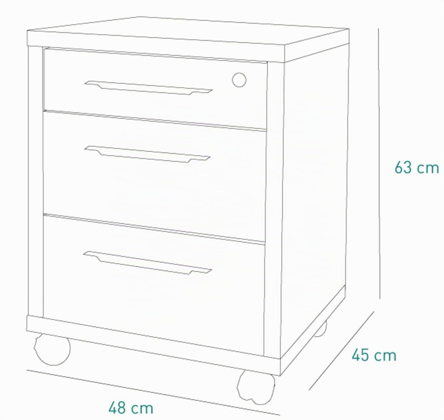Composad Disegno Cassettiera 3 Cassetti Rovere Sonoma Bianco Ruote
