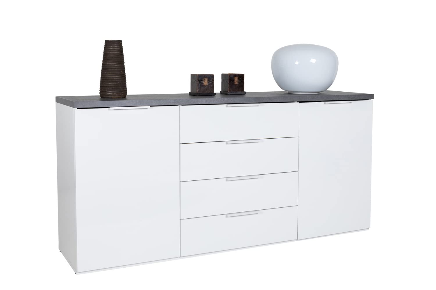 Composad Mundi Madia 4 Cassetti 2 Ante Grigio Tadao Bianco