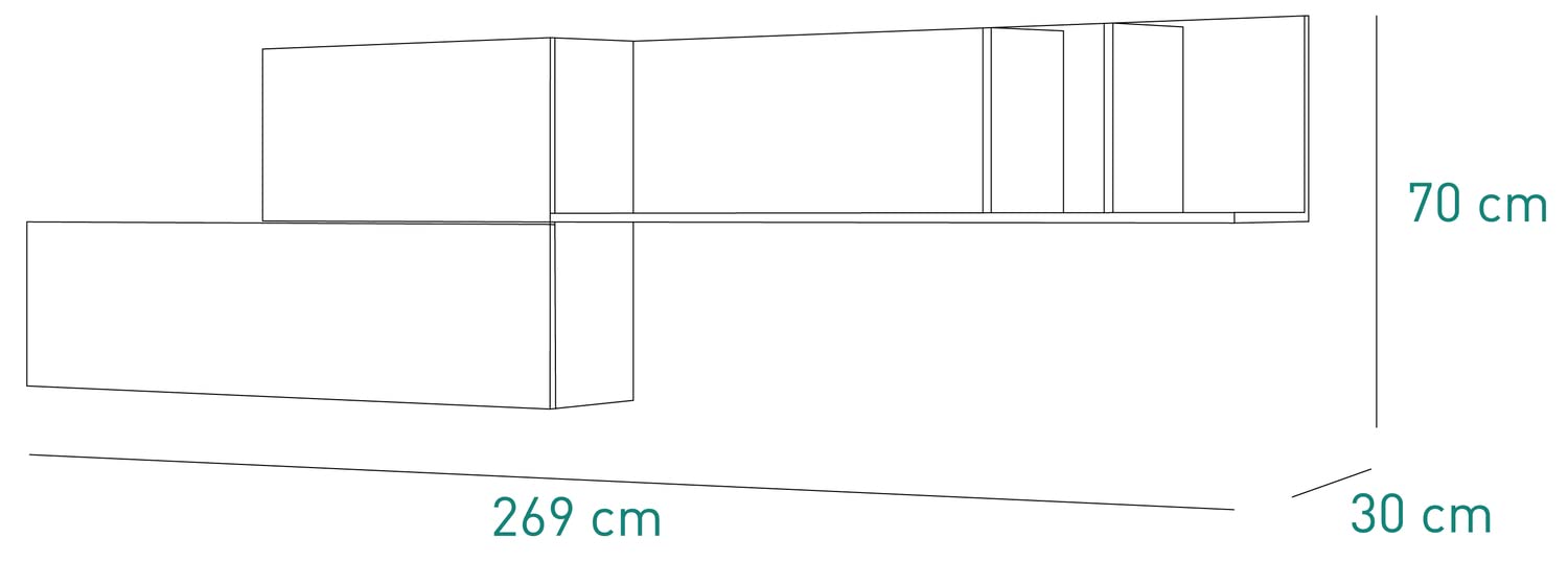Composad Mundi Pensile 3 Vani 2 Ribalte Bianco Rovere Miele