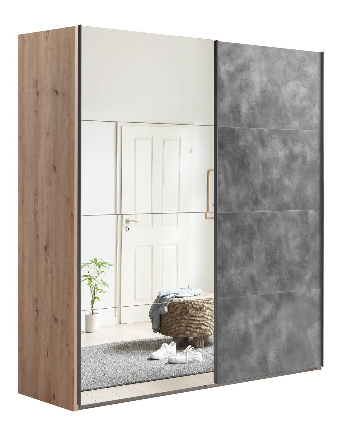 Composad Systema armadio 2 ante scorrevoli 200 specchio rovere miele