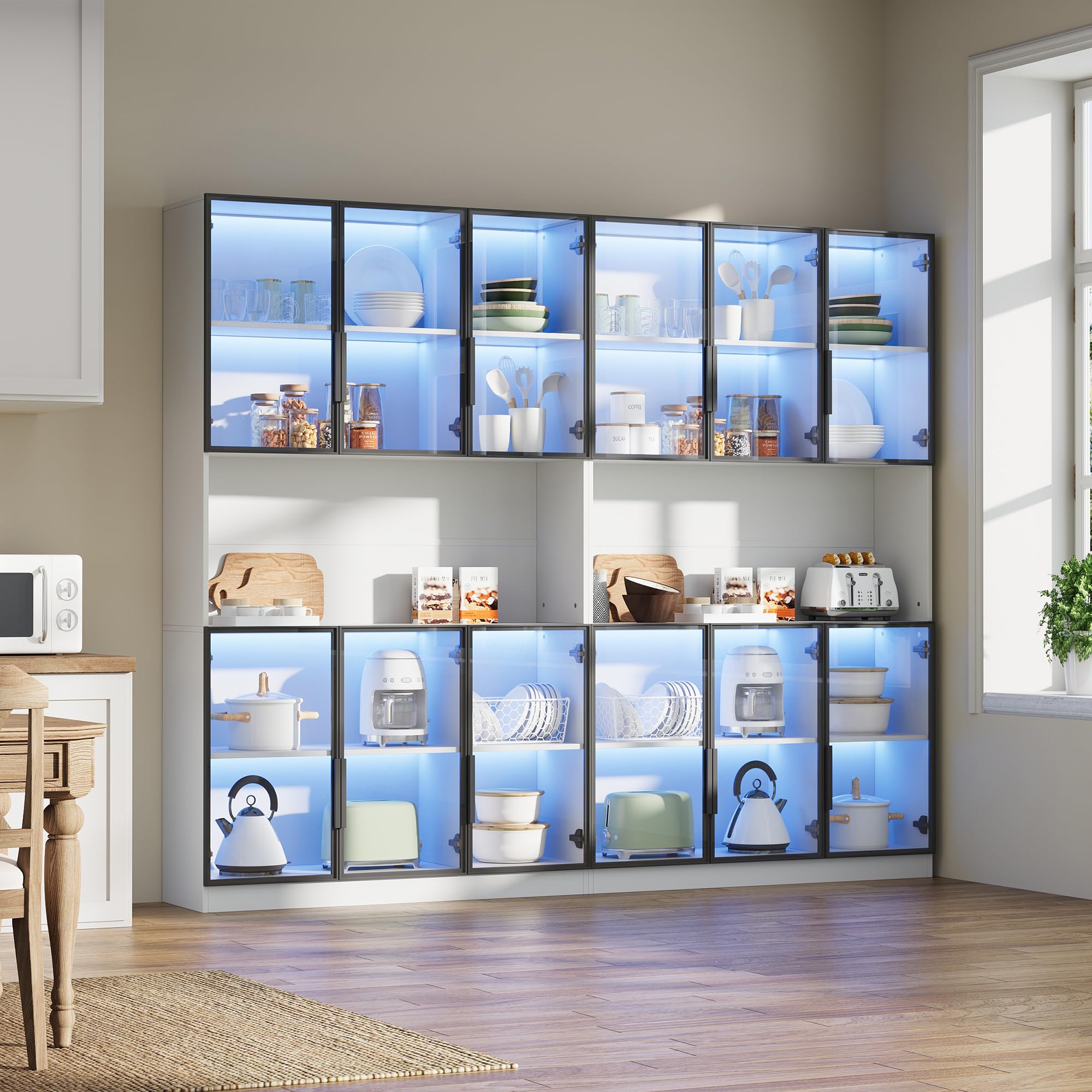 Dolamaní Vetrina LED Bianca 240x34x200 cm 12 Ante Vetro