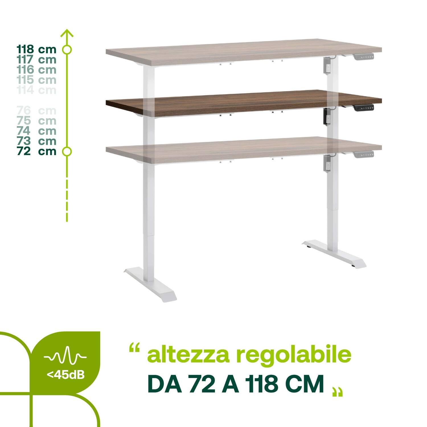 Composad Energia scrivania elettrica 150x69 noce brera bianco