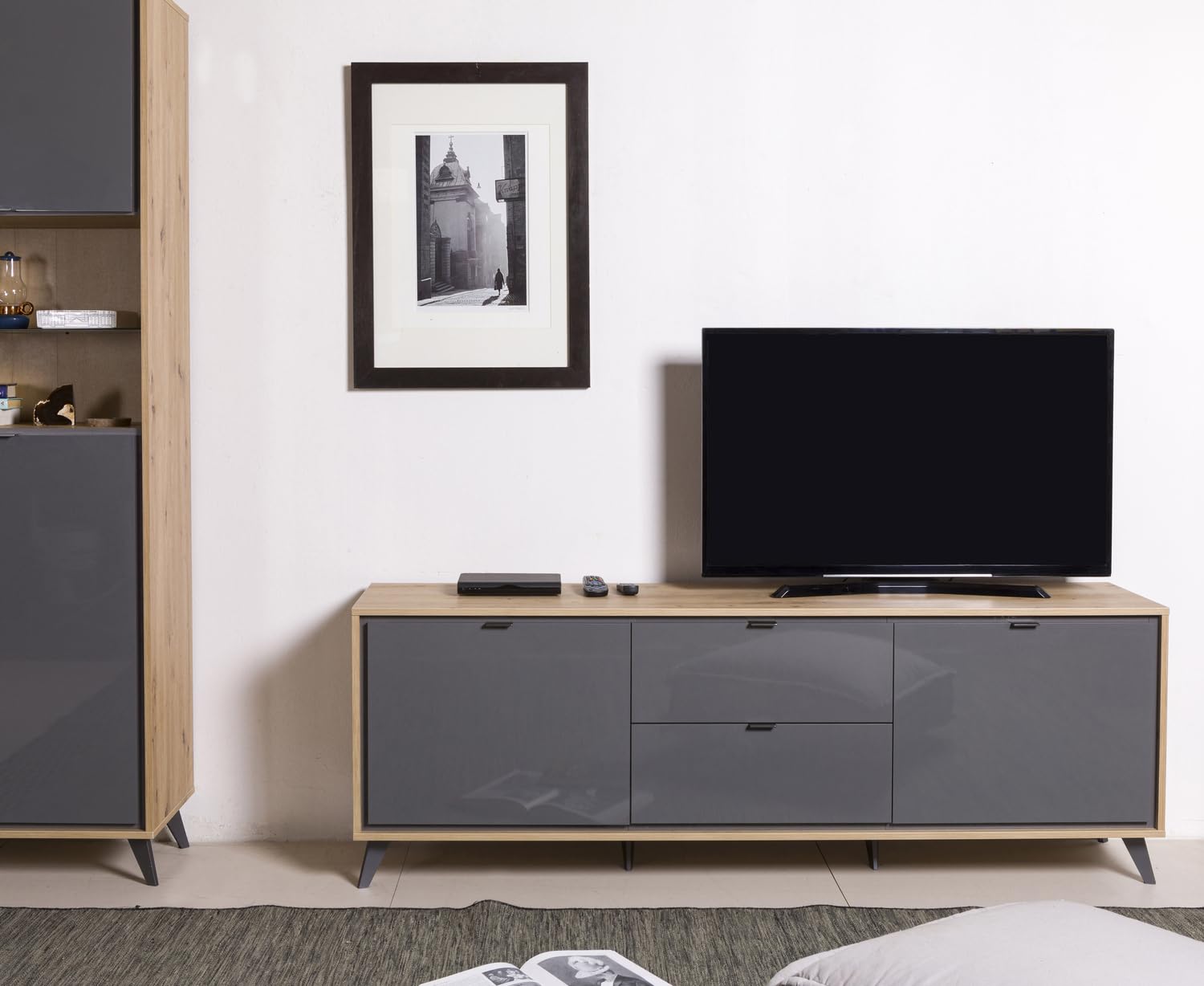 COMPOSAD Cornice Mobile Porta TV 2 Ante 2 Ribalte Rovere