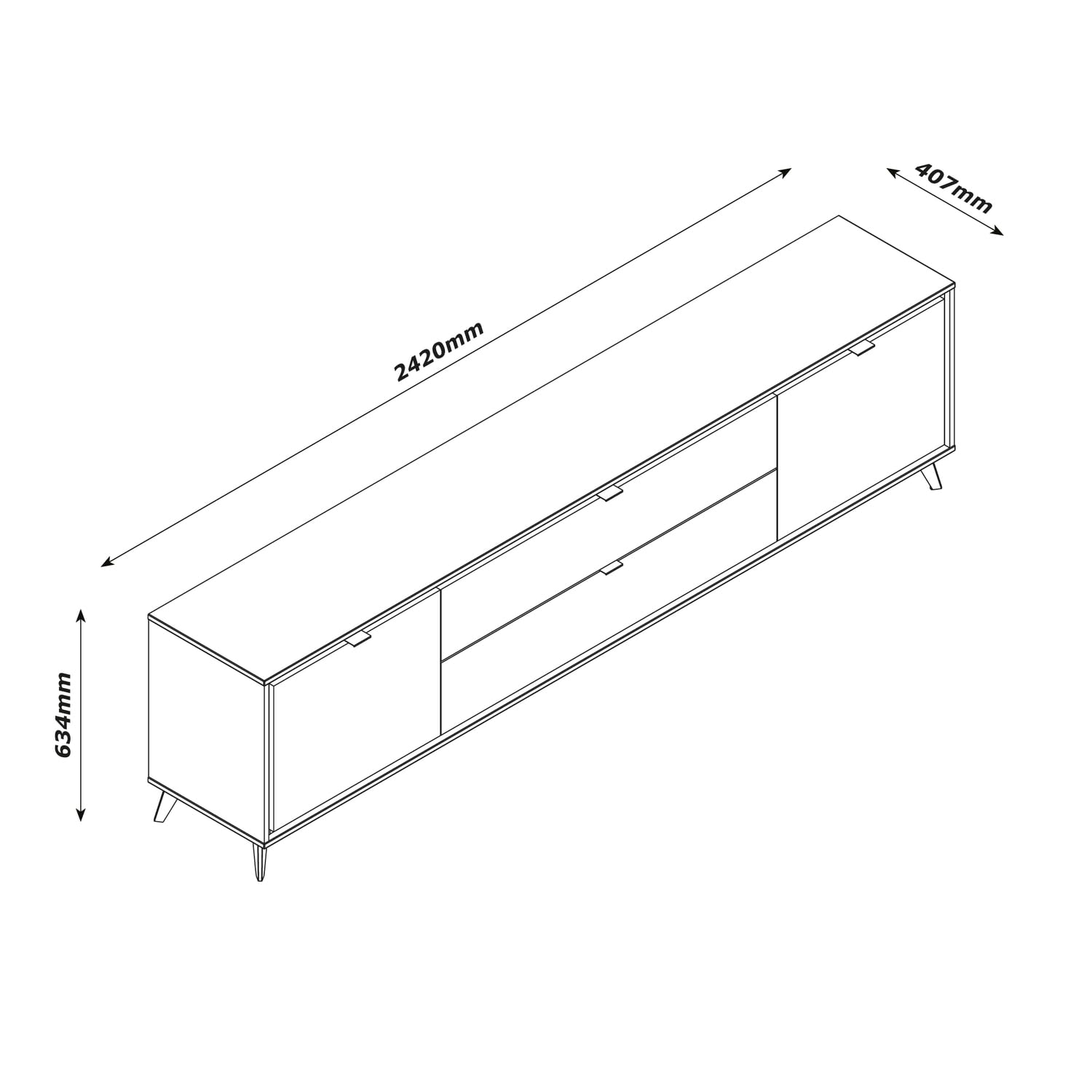 COMPOSAD Cornice Mobile Porta TV 2 Ante 2 Cassetti Rovere