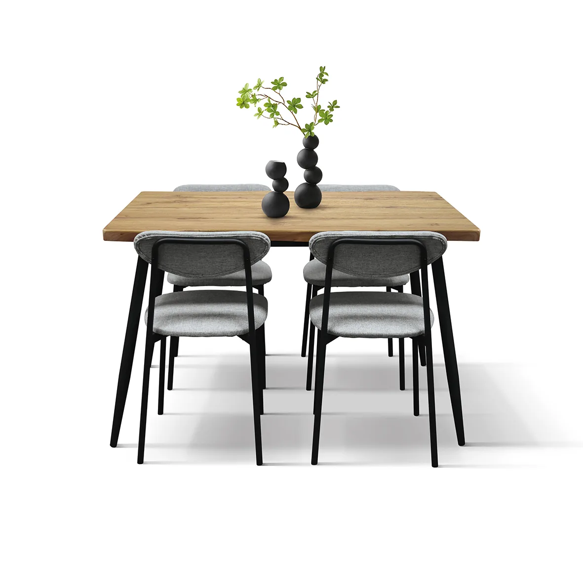 Epocantica Set Pranzo Industrial Tavolo 120 cm 4 Sedie Grigie