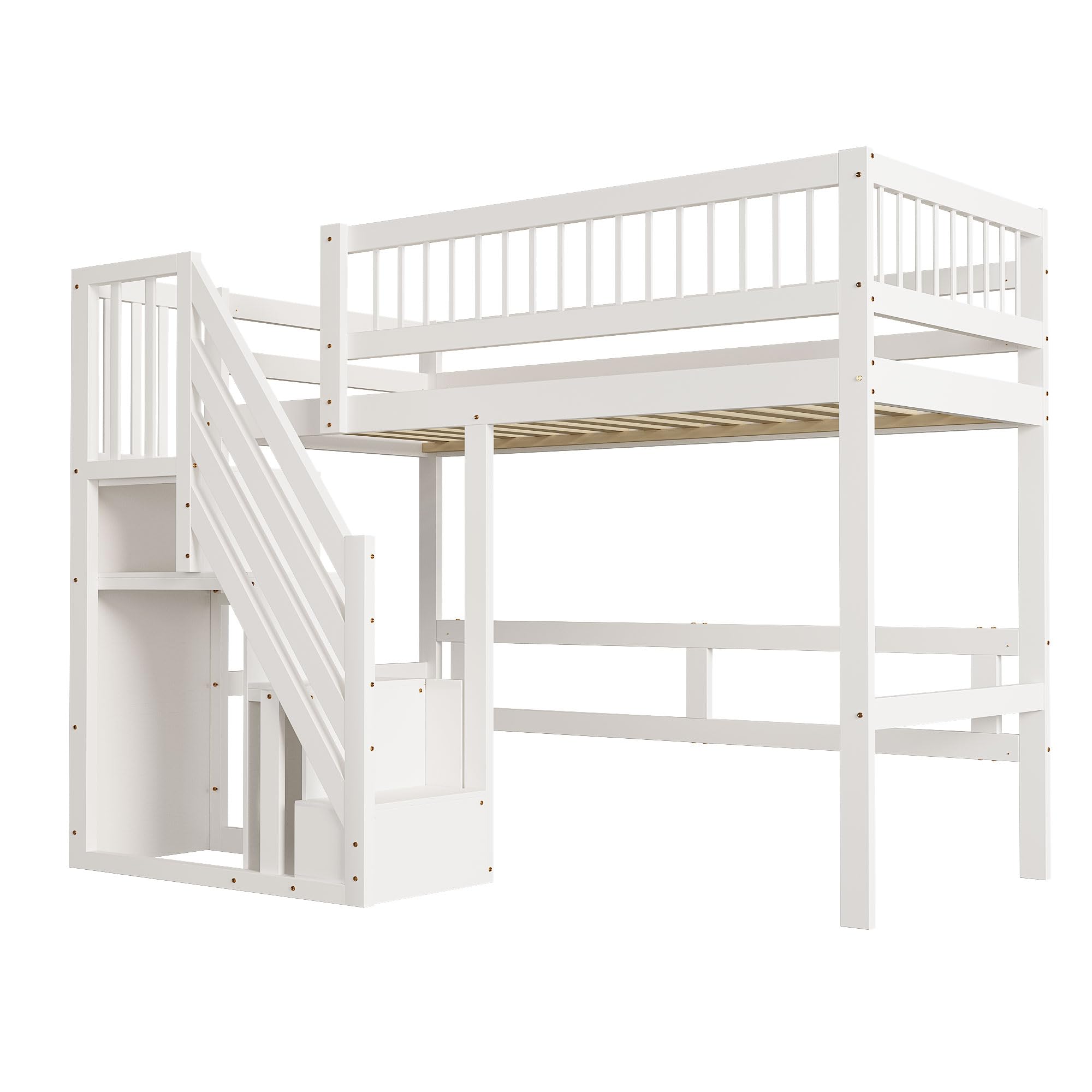 Dolamaní Letto a soppalco 90x200 bianco con scala