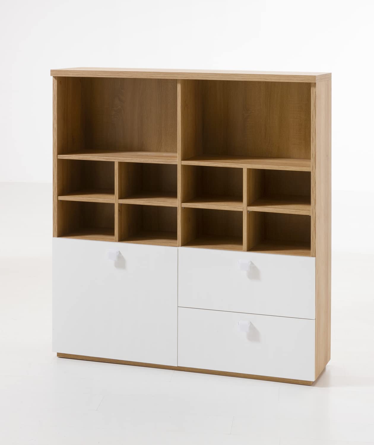 Composad Globo Libreria 120 cm con Cassetti rovere bianco