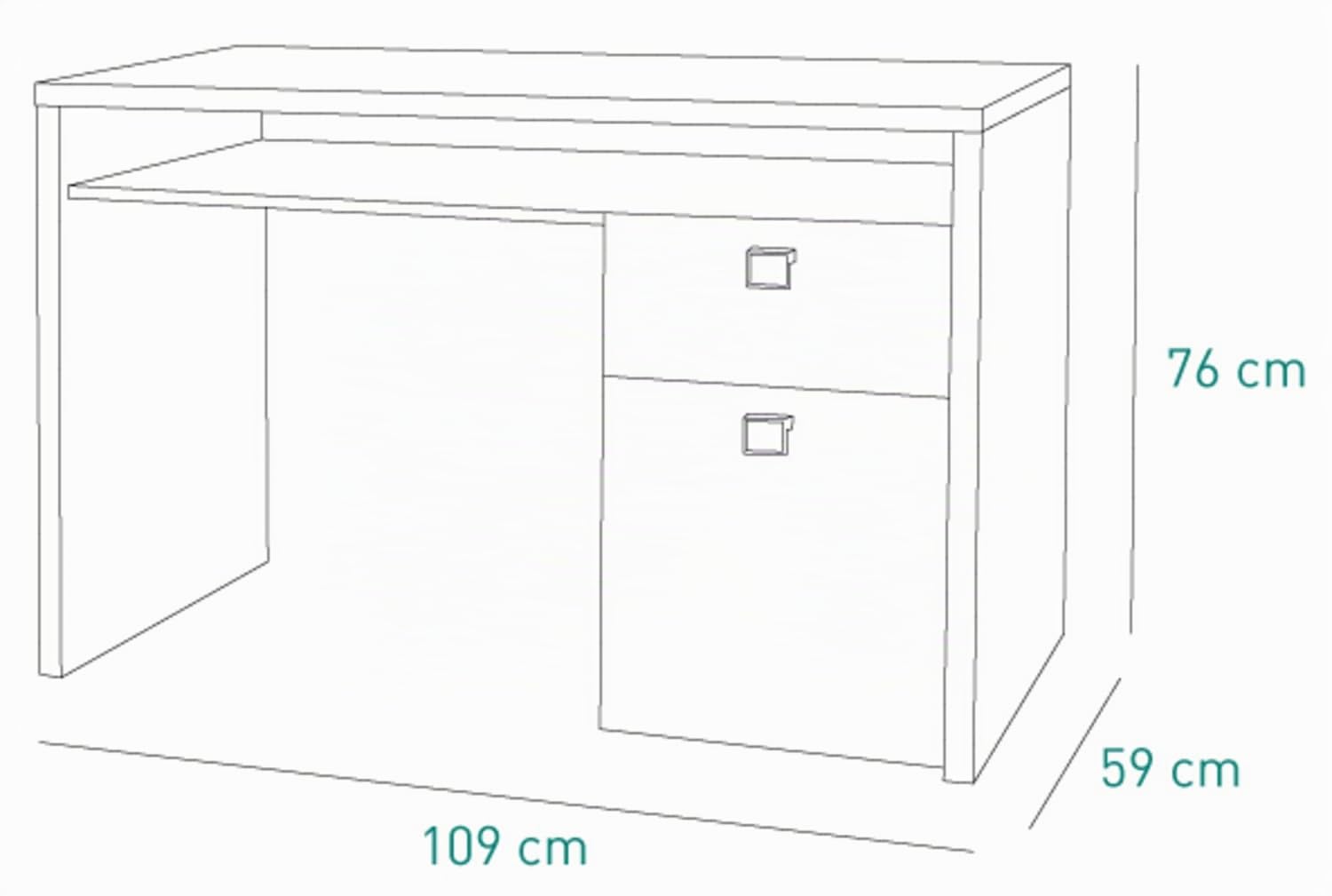 Composad Globo scrivania 1 cassetto rovere bianco