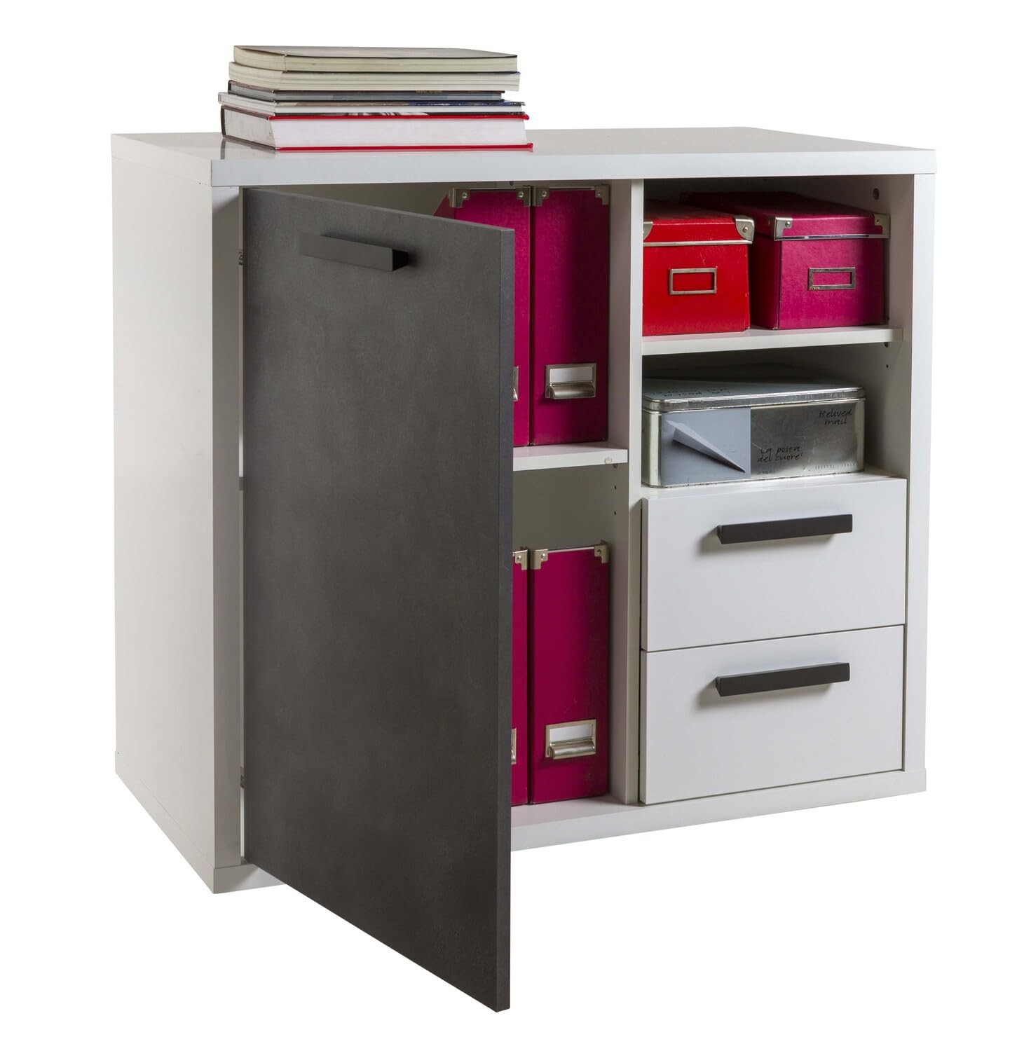 Composad Velata 1 Anta 2 Cassetti 2 Vani Mobile Bianco Rovere Ufficio