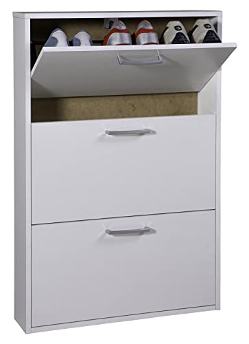 COMPOSAD Facile scarpiera 3 ribalte bianca 9 paia slim