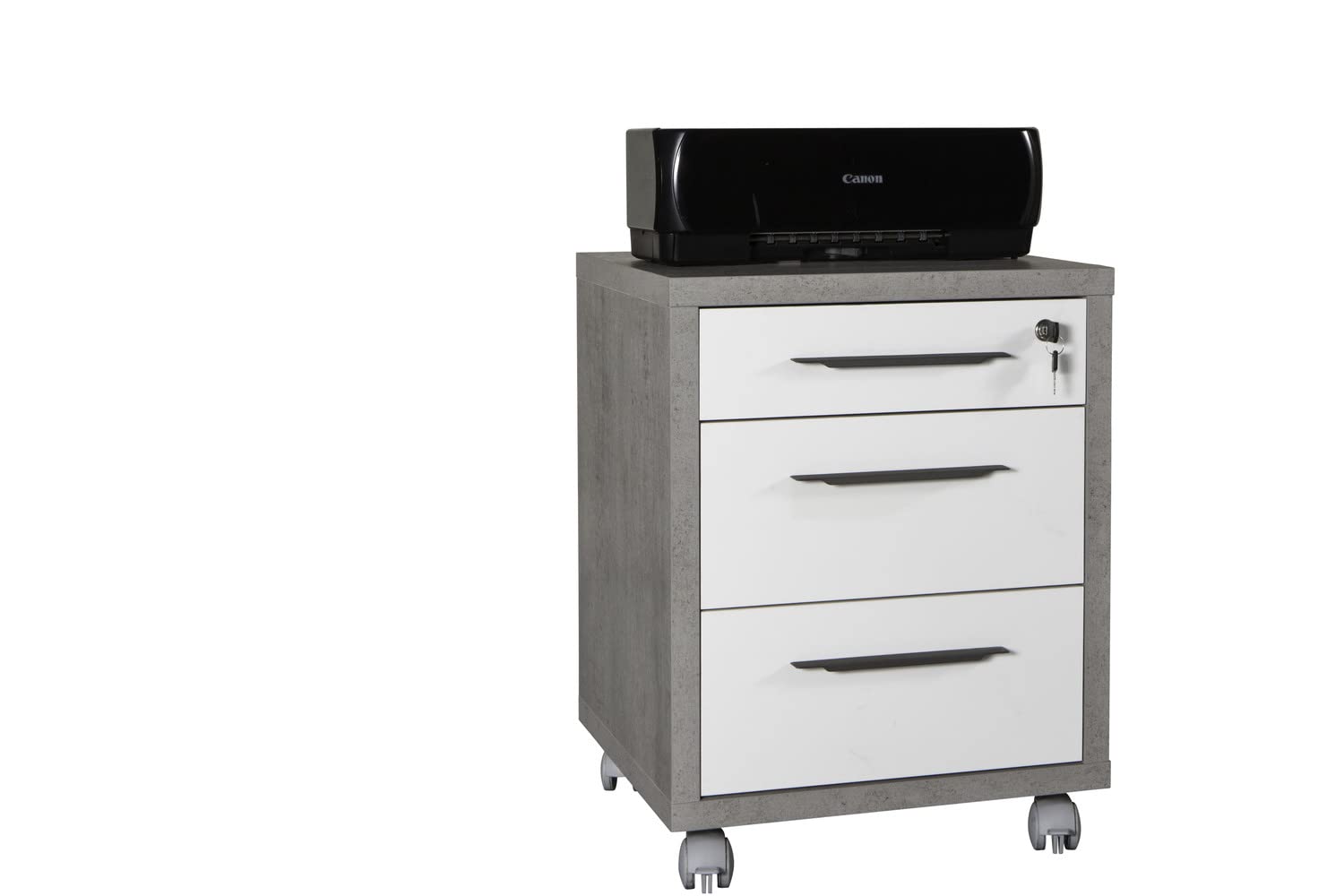 Composad Disegno Cassettiera 3 Cassetti Rovere Sonoma Bianco Ruote