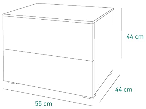 Composad Comodino 2 Cassetti Rovere Grey Oak senza Maniglie