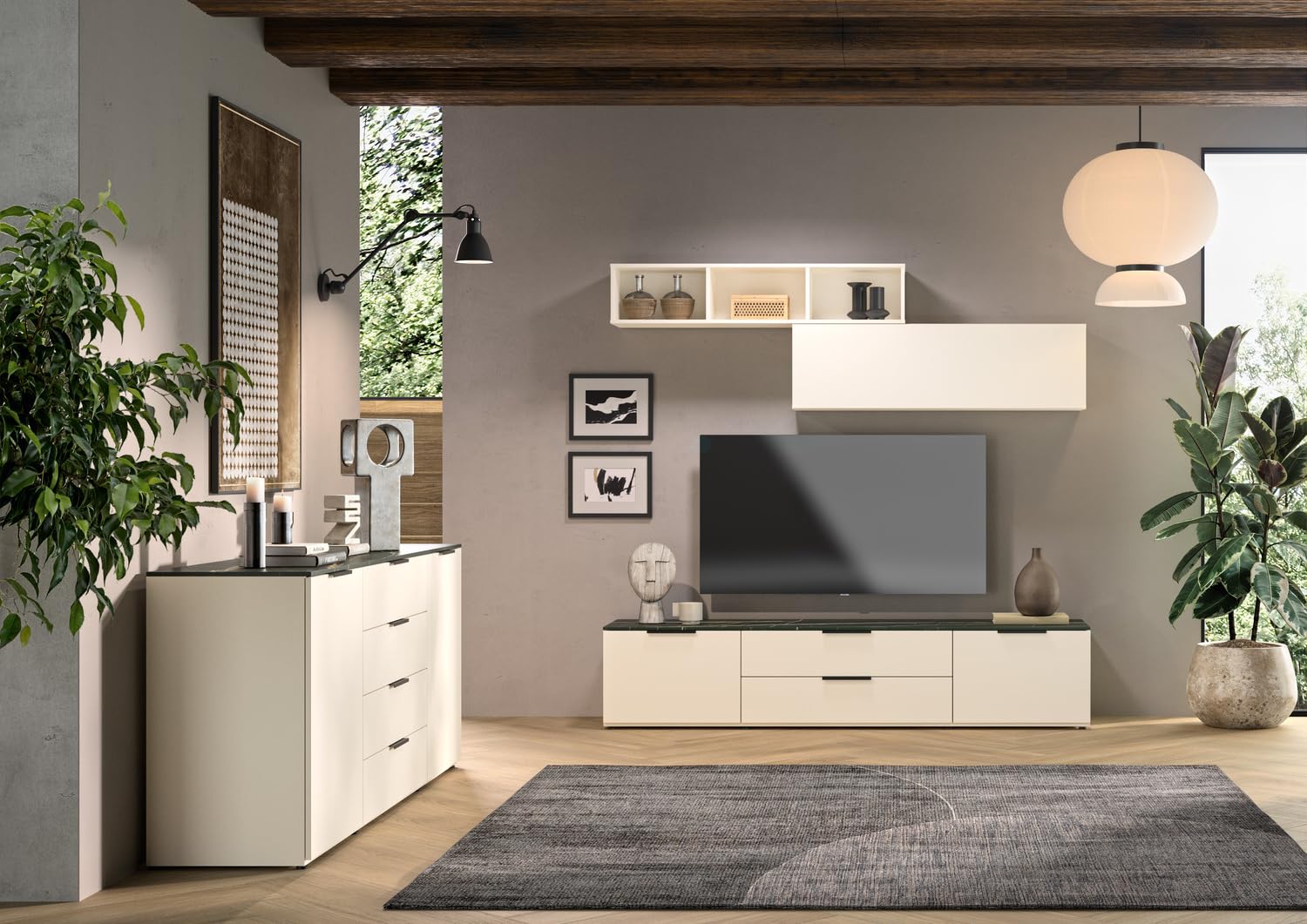 Composad Brina Soggiorno Completo Porta TV Grigio Cashmere 4 Pezzi