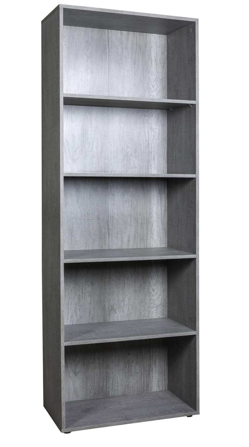 Composad Espresso libreria 4 ripiani grigio cemento 200 cm