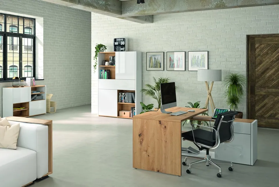 Composad Abile ufficio completo 3 mobili bianco laccato