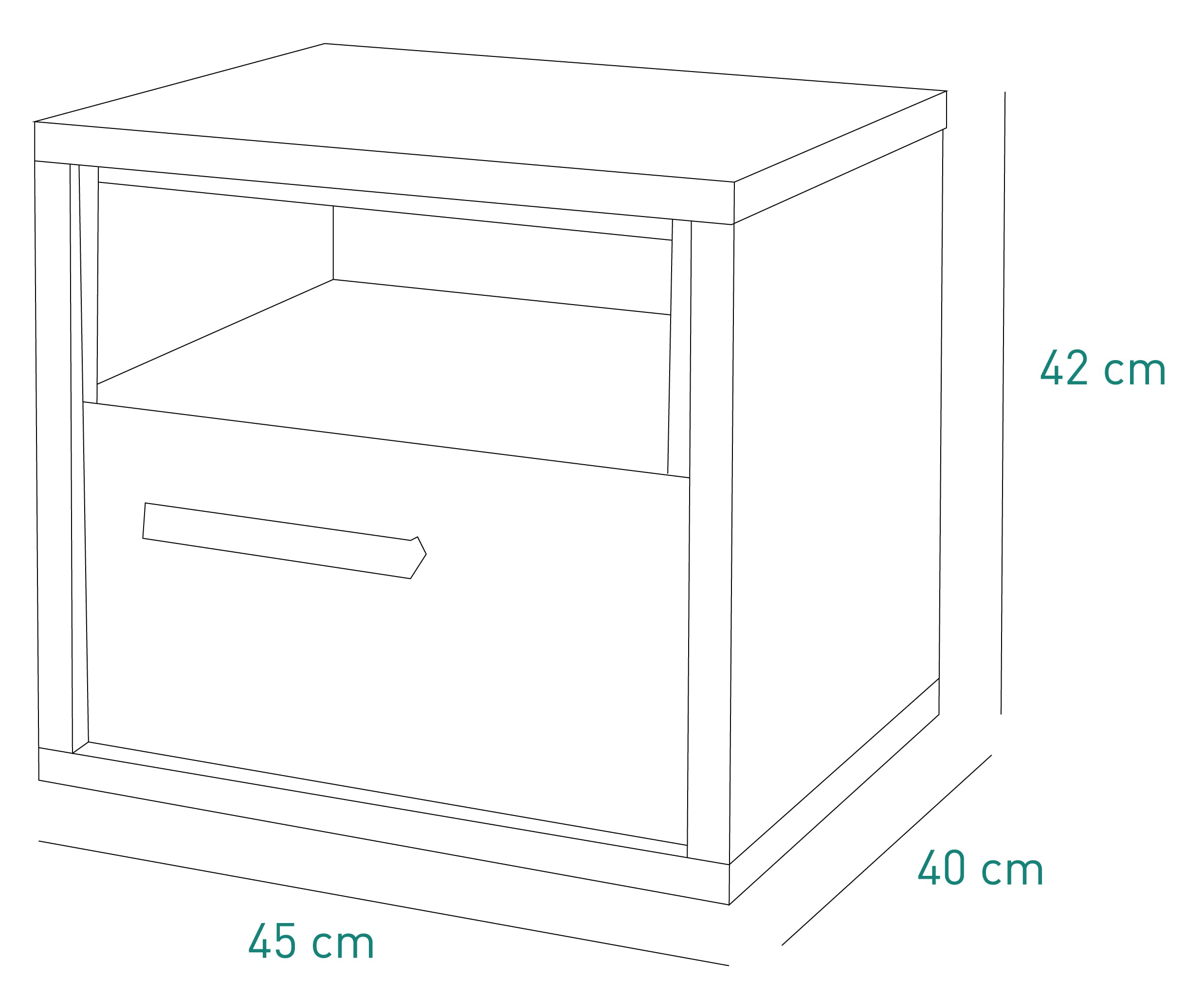 Composad Mipiace comodino cemento bianco 45x42x40 1 cassetto
