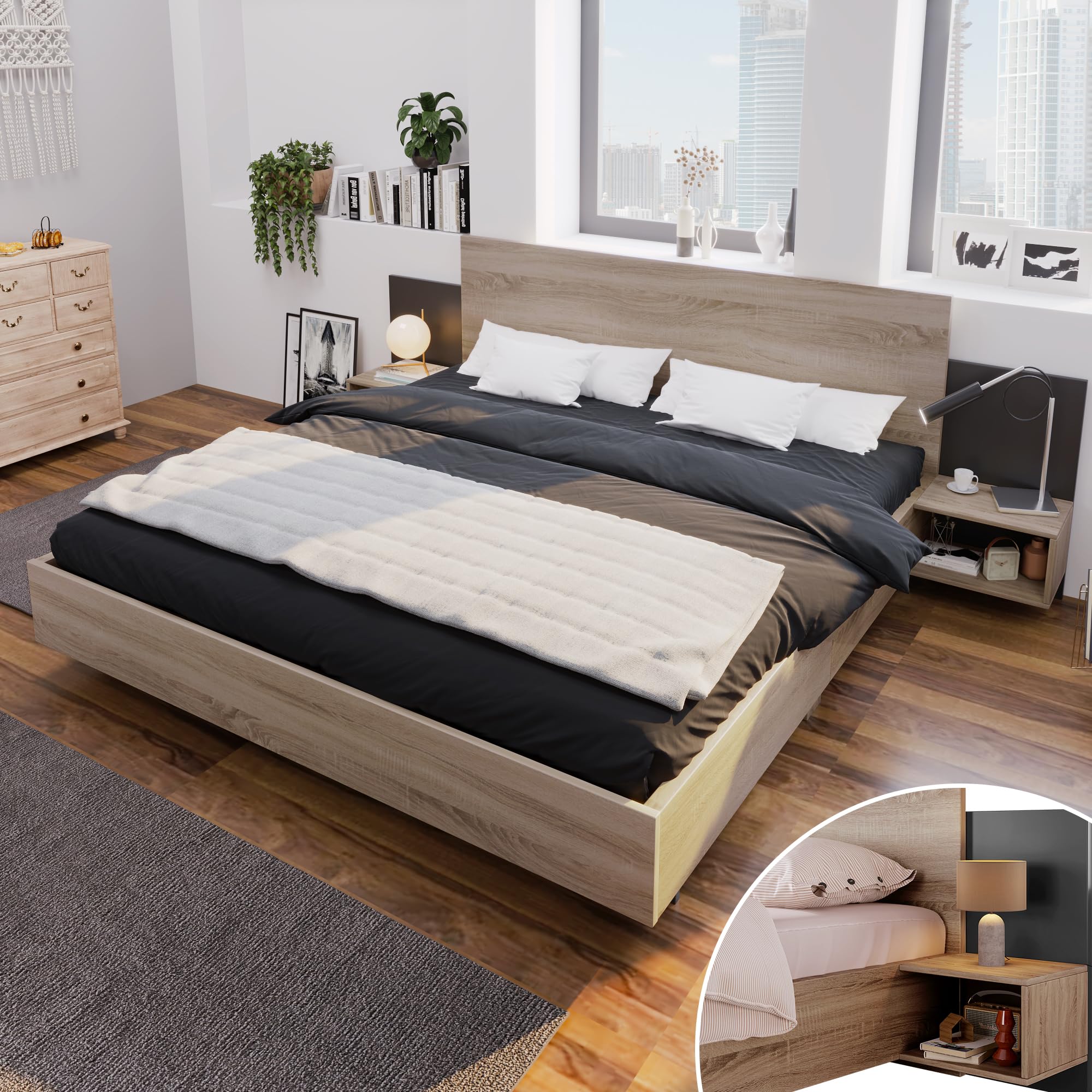 Dolamaní Letto matrimoniale legno 140x200 con comodini