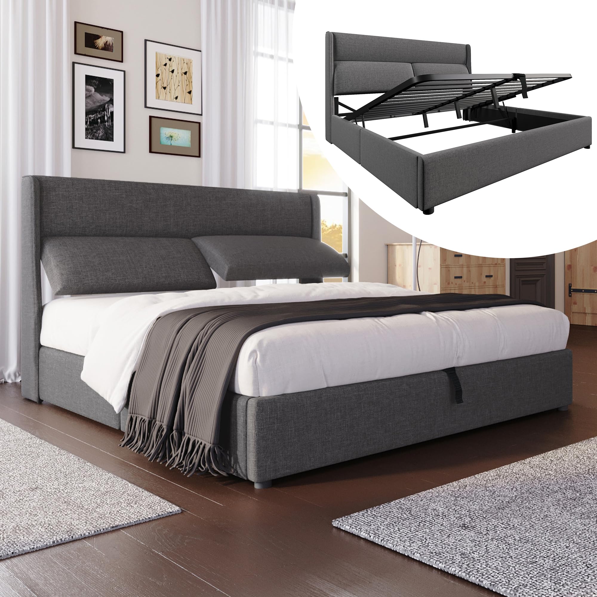 Dolamaní letto matrimoniale contenitore 160x200 grigio lino