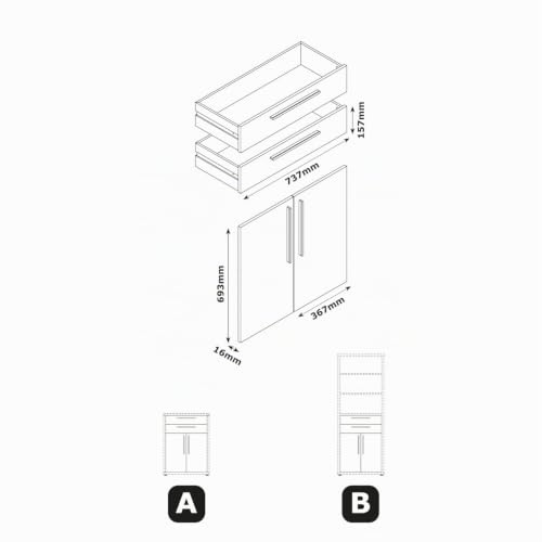 Composad Rilega LB8055 ante cassetti libreria bianco laccato