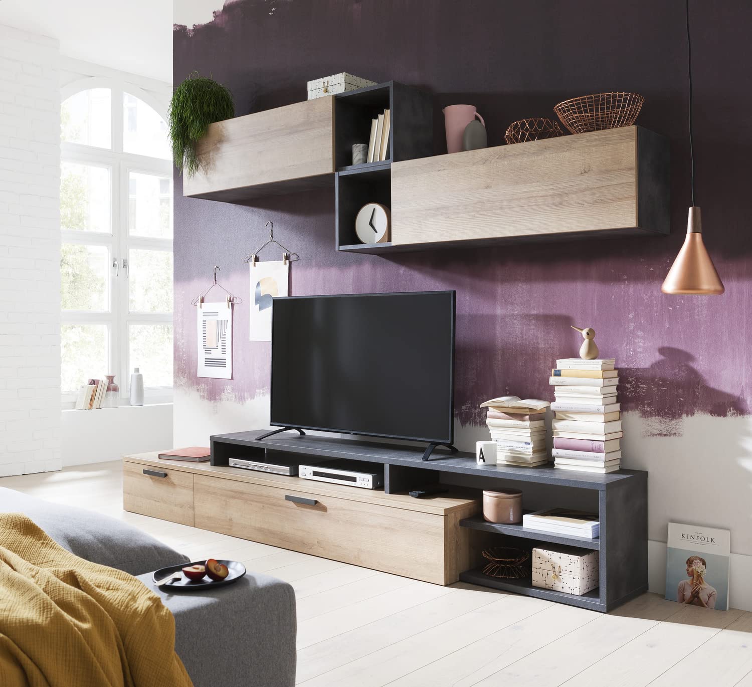 Composad Vittoria Mobile Porta Tv Rovere Grigio 270 cm