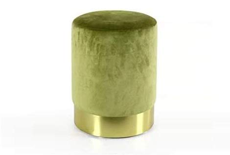 Iperbriko pouf in velluto verde con fascia oro 32 cm