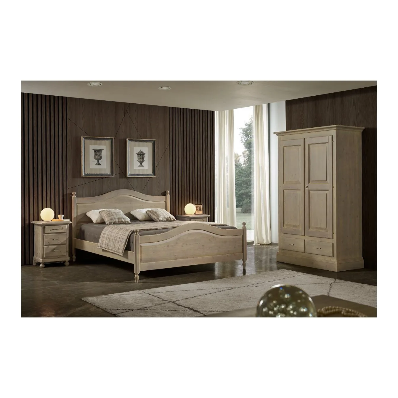 Epocantica letto matrimoniale abete massello testata classica