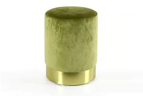 Iperbriko pouf in velluto verde con fascia oro 32 cm