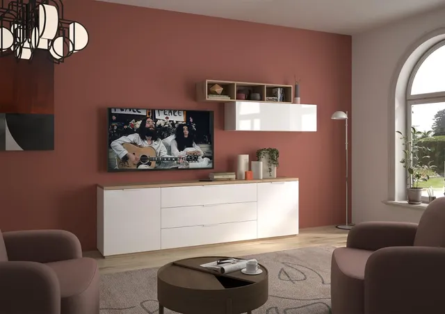 Composad Mundi soggiorno completo 3 mobili bianco rovere