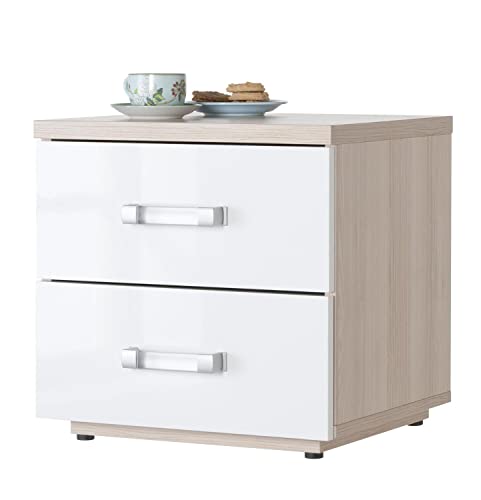 Composad Calisma Comodino 2 Cassetti Frassino Bianco