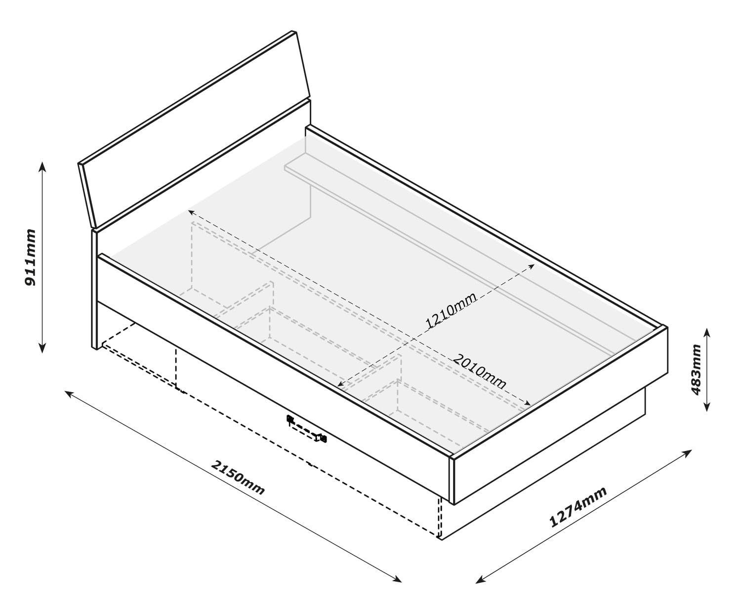 Composad Lafabrica letto una piazza e mezza 1 cassetto rovere miele