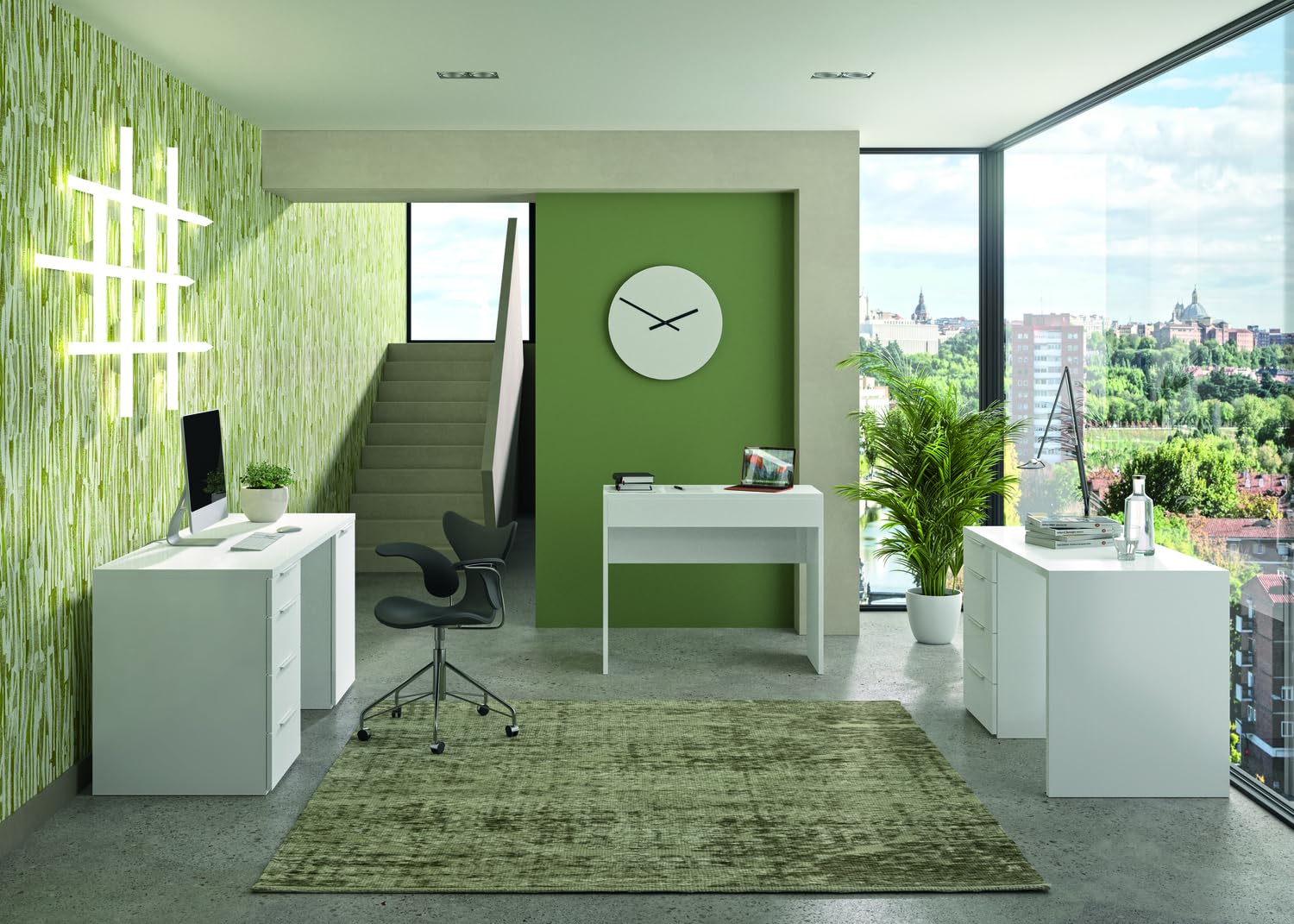 Composad Espresso scrivania 146 cm bianca 4 cassetti anta