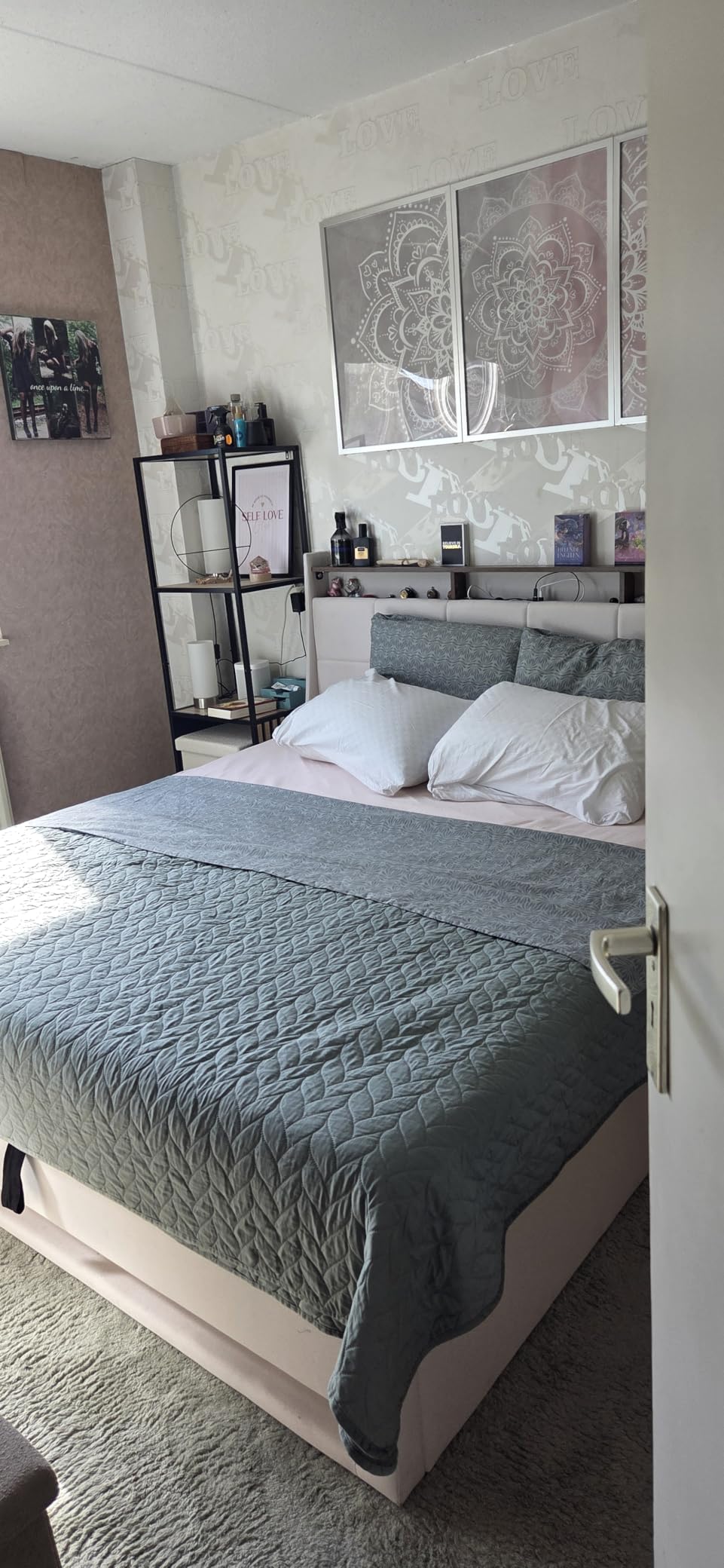Dolamaní letto contenitore 160x200 beige con LED