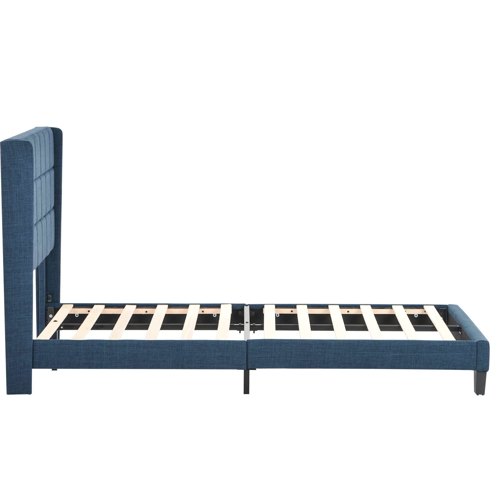 Dolamaní Letto imbottito 140x200 blu in lino con rete