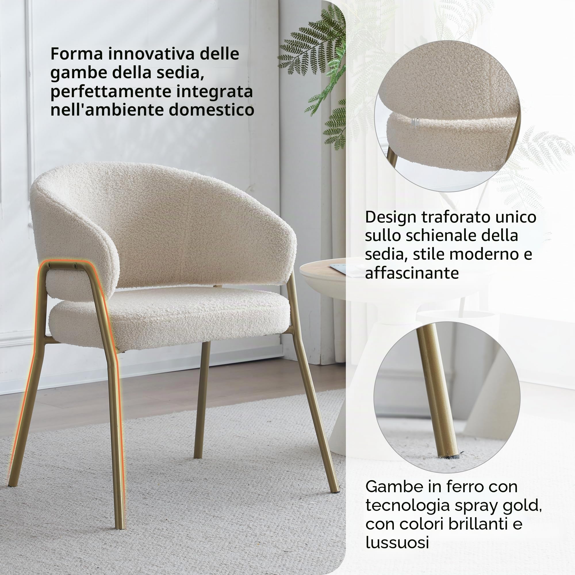 Dolamaní poltrone velluto beige set 4 gambe oro