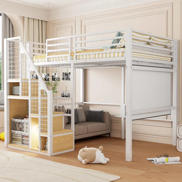 Dolamaní Letto a Soppalco 140x200 Bianco in Metallo
