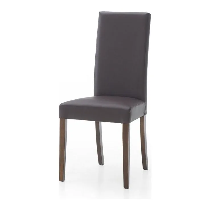 Epocantica sedia imbottita marrone classica finta pelle legno