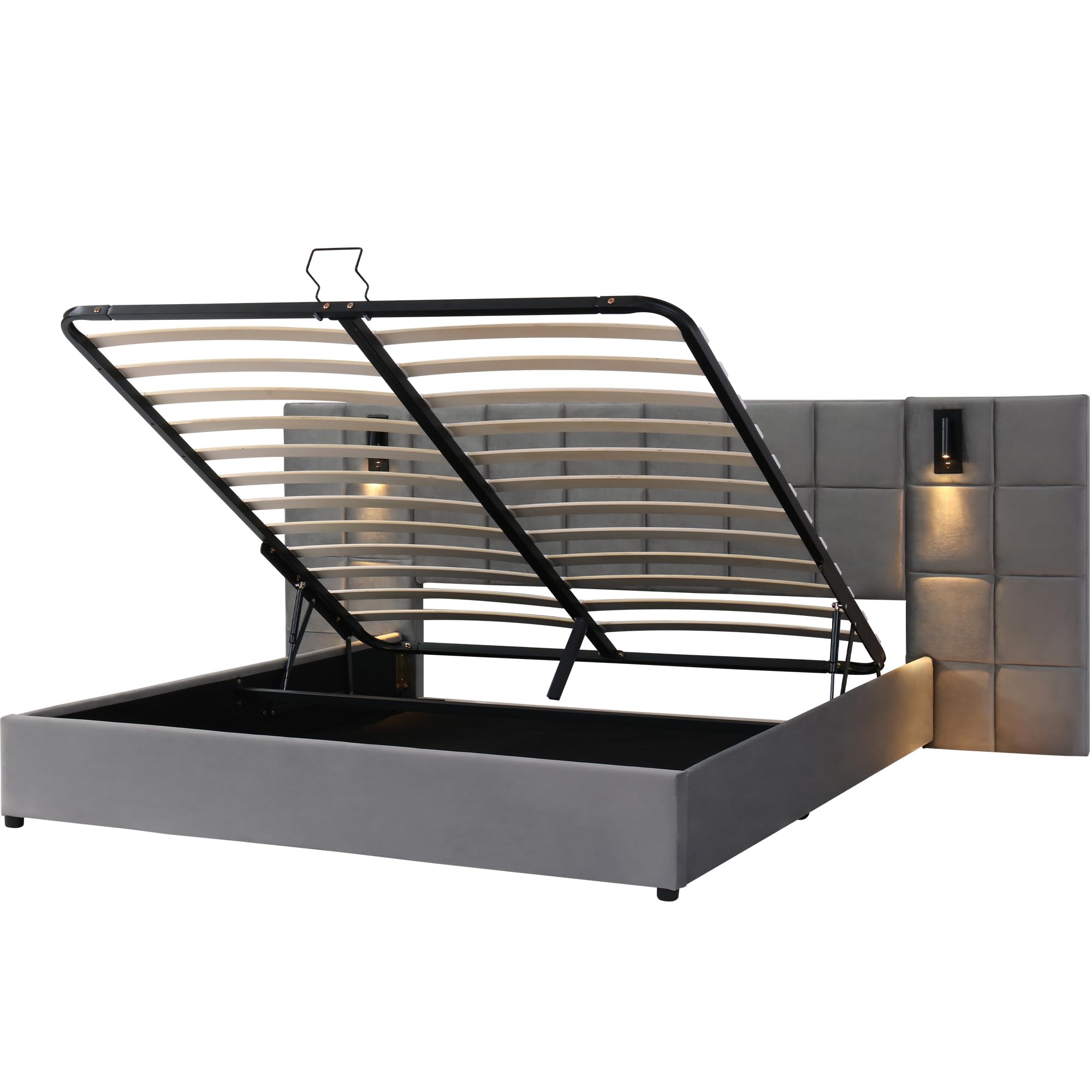 Dolamani letto imbottito contenitore 180x200 grigio velluto