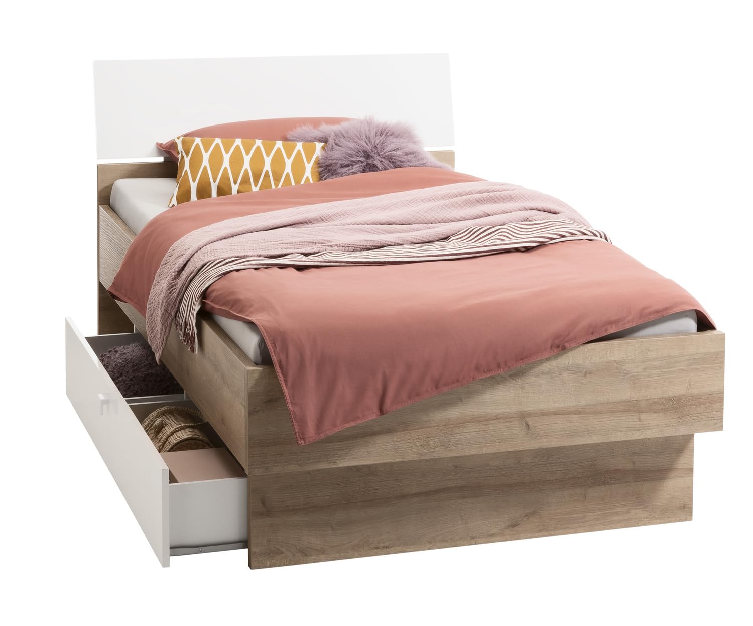 Composad Globo Letto Singolo con Cassetto Rovere Bianco