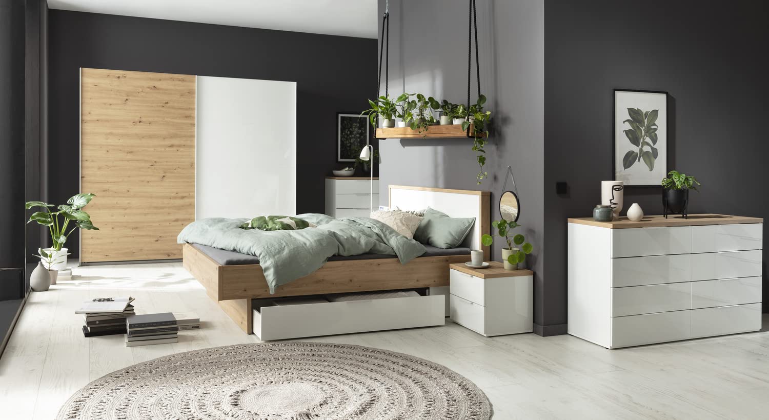 Composad Mundi camera da letto completa 6 mobili rovere bianco