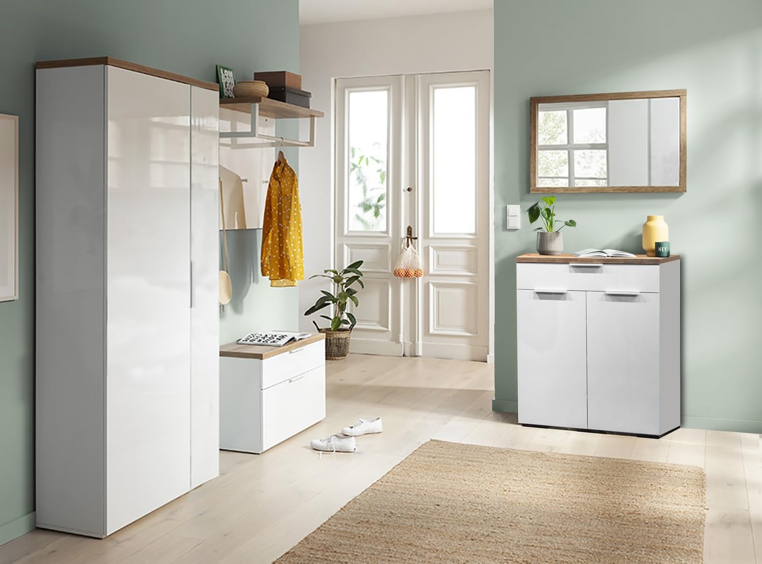 Composad Mundi scarpiera alta 102 cm rovere bianco