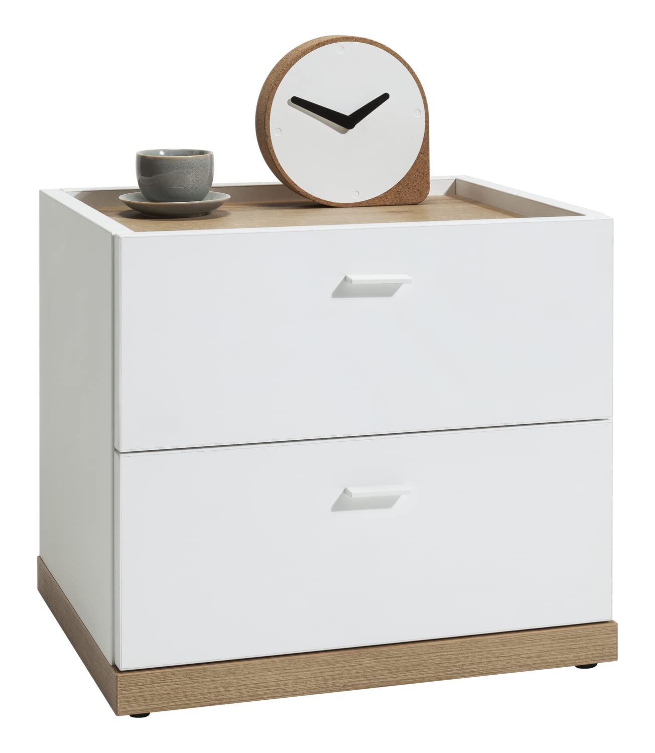 Composad Passacor comodino 2 cassetti bianco rovere