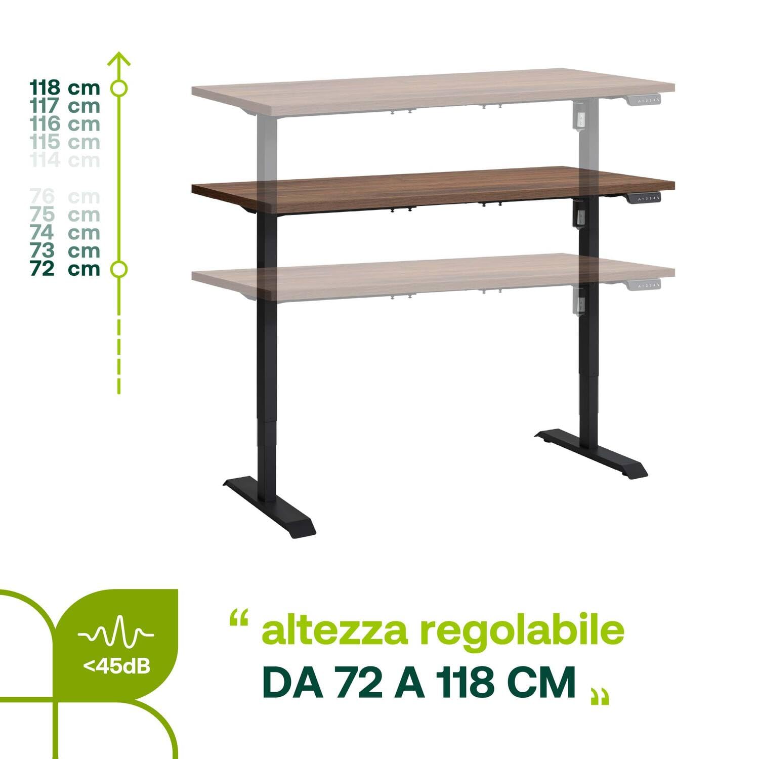 Composad Energia scrivania regolabile 150x69 noce Brera elettrica