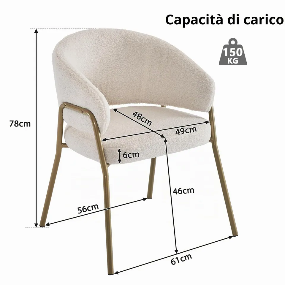 Dolamaní poltrone velluto beige set 4 gambe oro