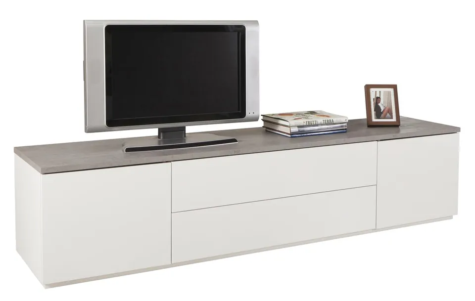 Composad Privilegio Mobile TV 200 cm Cemento Bianco 2 Ante