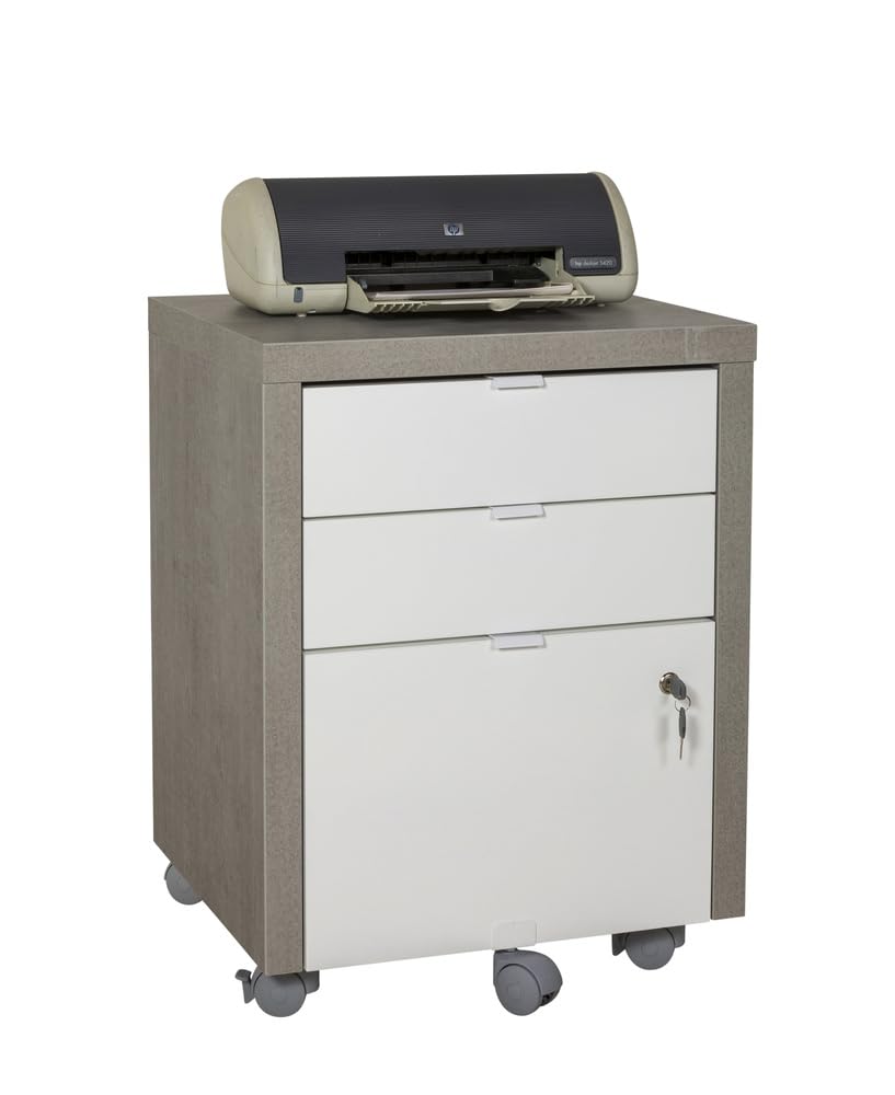 Composad cassettiera 3 cassetti grigio cemento con ruote